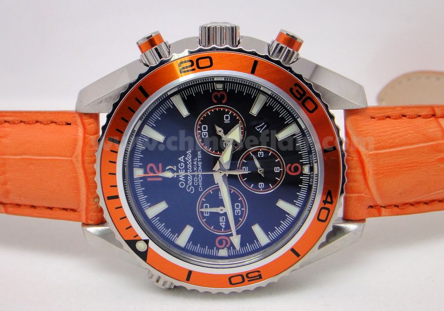 Copy Omega Seamaster Orange Chronograph Orange Leather Watch